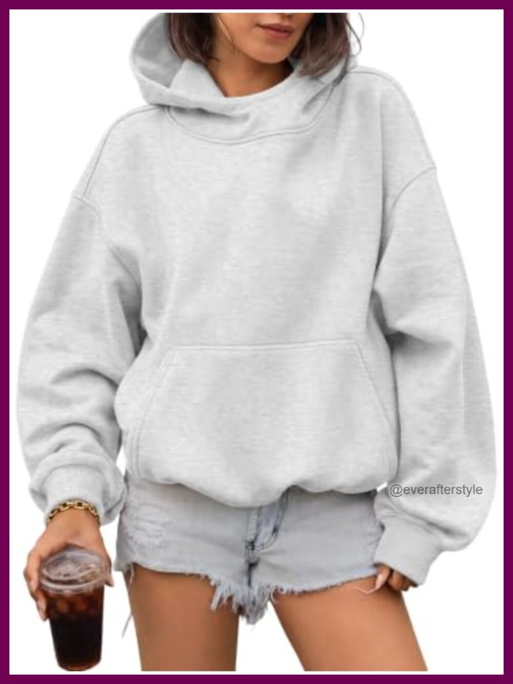 Mock Neck Oversized Hoodie Kangaroo Pocket Pullover Sweatshirt